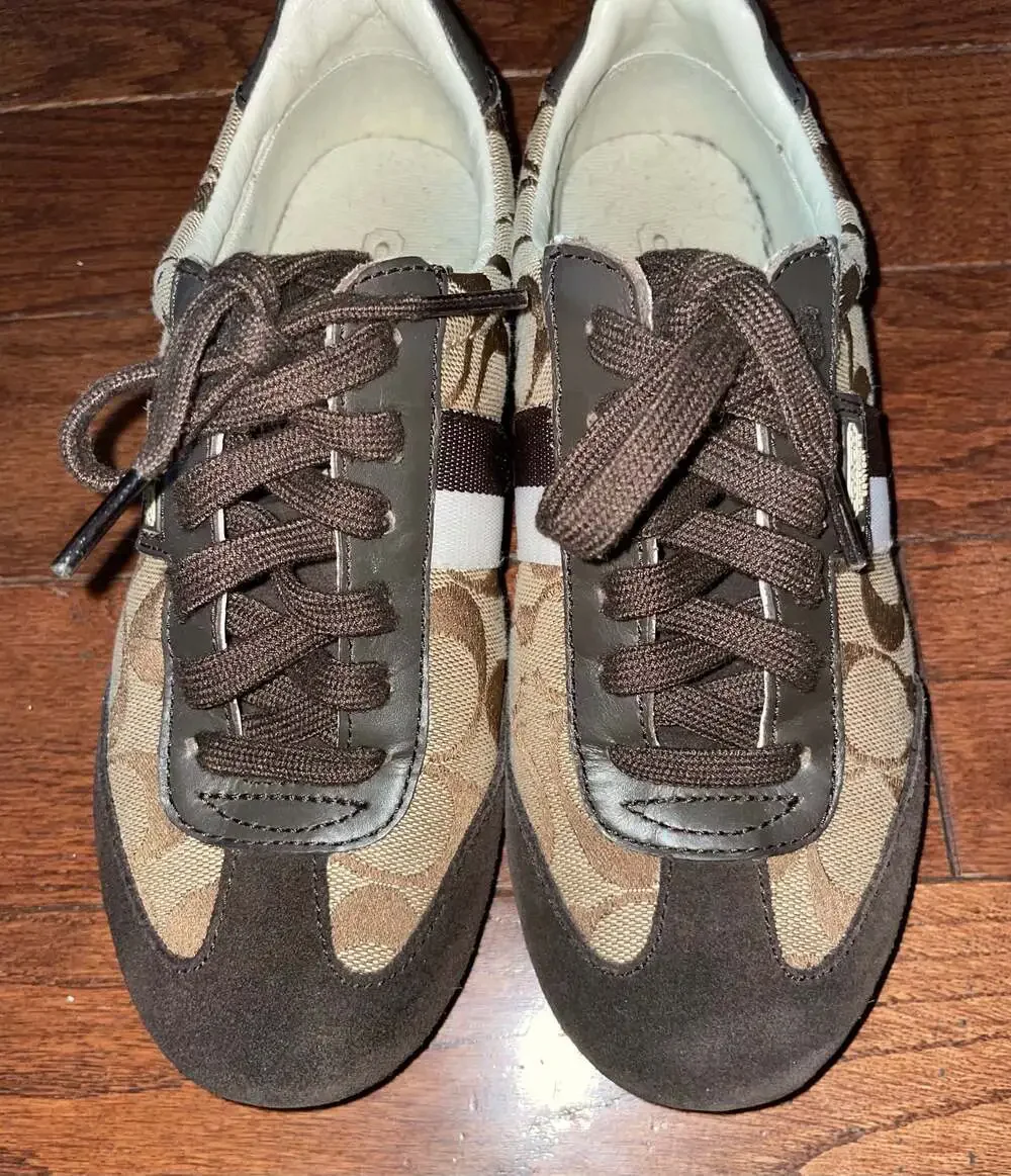 COACH Joss Signature C Y2K Retro Low Profile Sneakers Brown Size 5